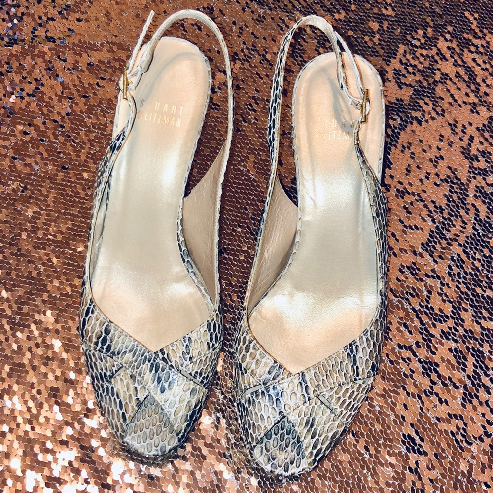 Gorgeous Stuart Weitzman Python Peep Toe Heels - image 2